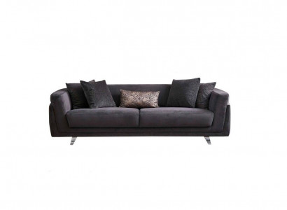 Dreisitzer Couch Sofa 3 Sitzer Grau Stoff Stoffsofa Polstersofa Design